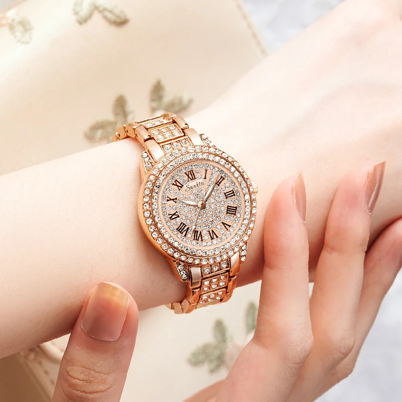 2023 Sunkta Luxury Women Watch Stainless Steel Quartz Watch  Crystal Fashion Casual Wrist Watches Rhinestone Relogio Feminino