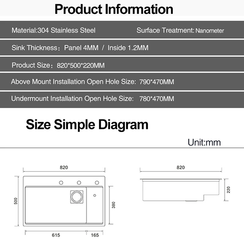Large Size Nanometer Cup Rinser Kitchen Single Sinks 304 Stainless Steel 4mm Panel Handmade Sinks Waterfall Faucet Kitchen Sinks 5