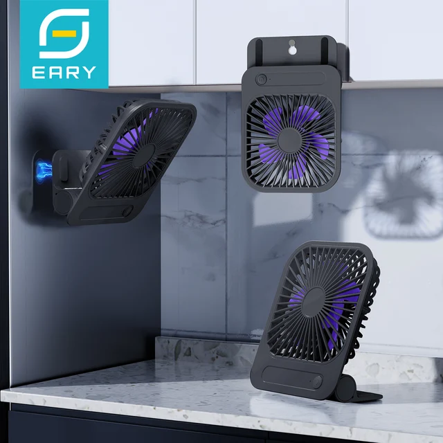 Eary Portable Magnetic Fan With 1200mAh Battery Usb Rechargeable 180 Adjustable 4 Speed Wind Personal Ultra-thin Air Cooling Fan 1