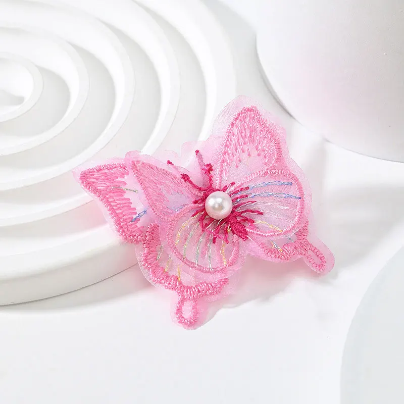 100 Stück zweilagige Organza-gestickte Perlen-Schmetterlings-Serie Applikationen für Spitzenkleidung, Kleidung, DIY, Kunsthandwerk, Dekoration – Detail 9