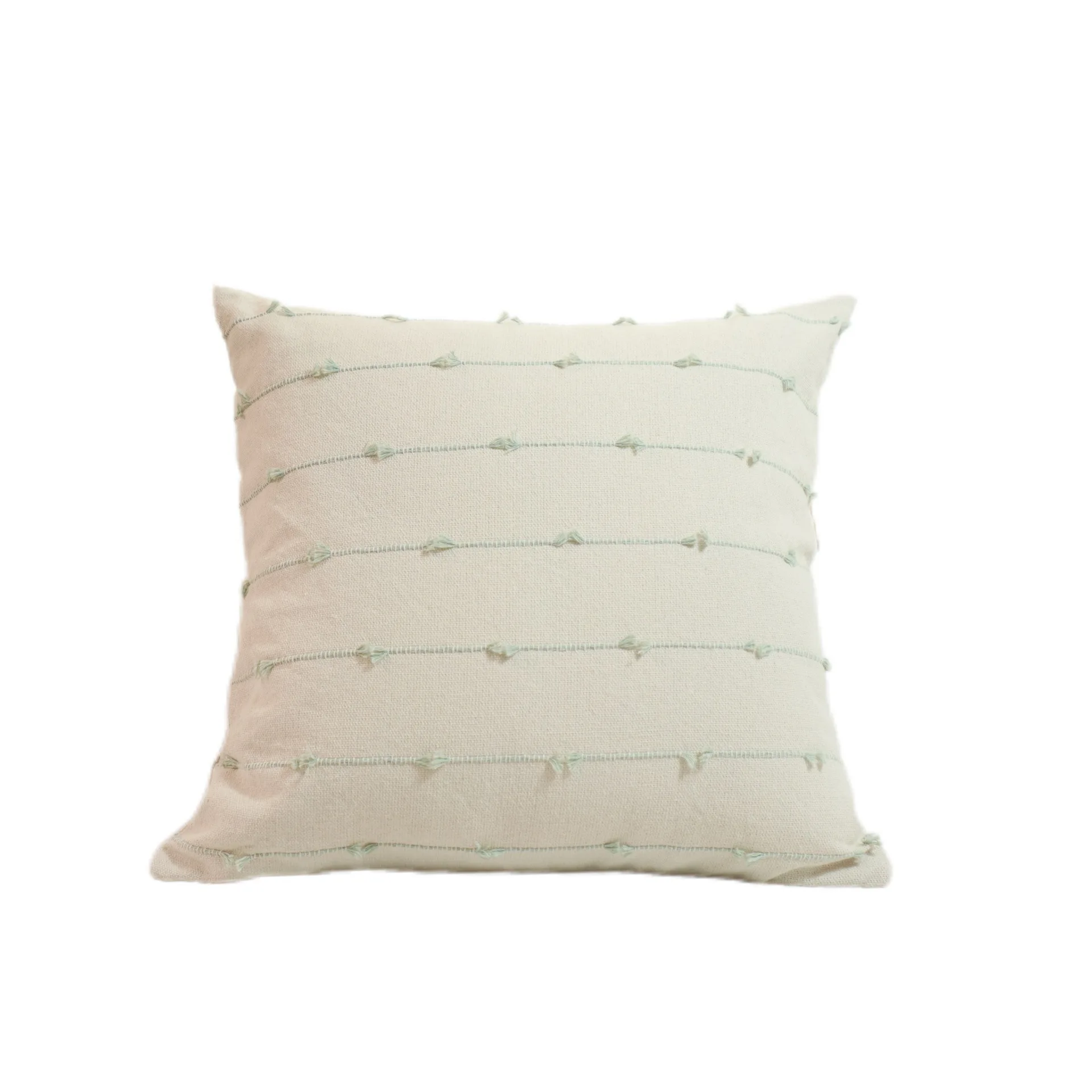 Light green striped decorative pillow cover