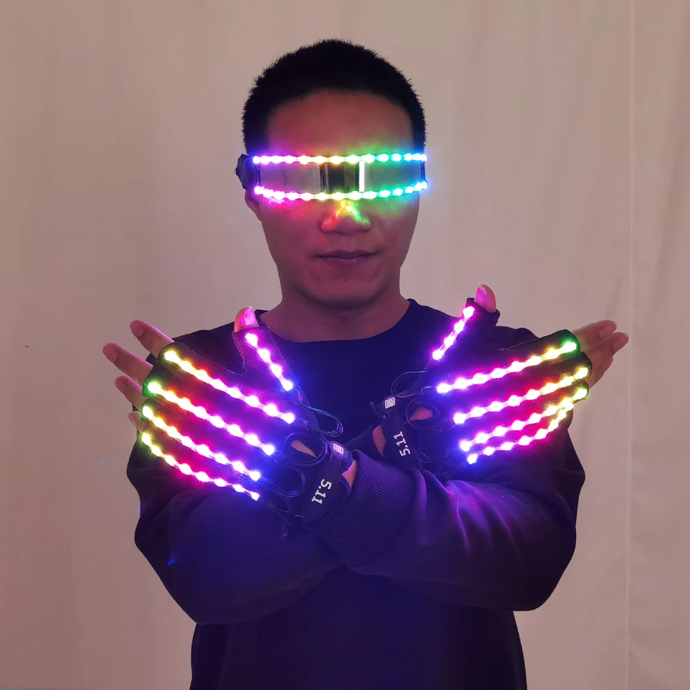Guantes LED Recargables para Fiestas, con Luces Intermitentes en Toda la Mano y Batería, para Actuaciones en Escenarios y Discotecas