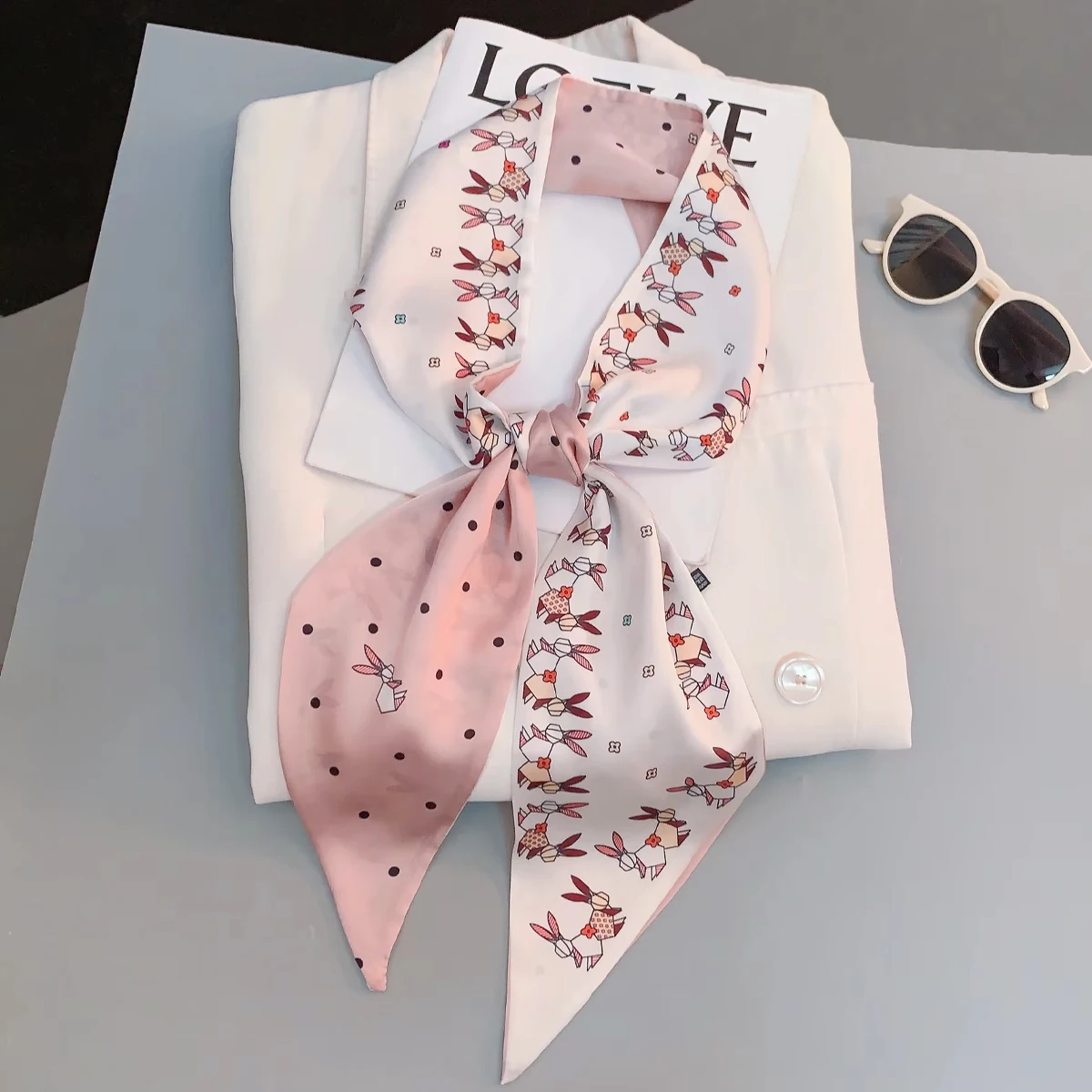 Vintage Horse Print Long Hair Band Ribbon For Women Silk Hair Accessories 2021 Trend Girl Bow Scarf Headband Hair Tie 3