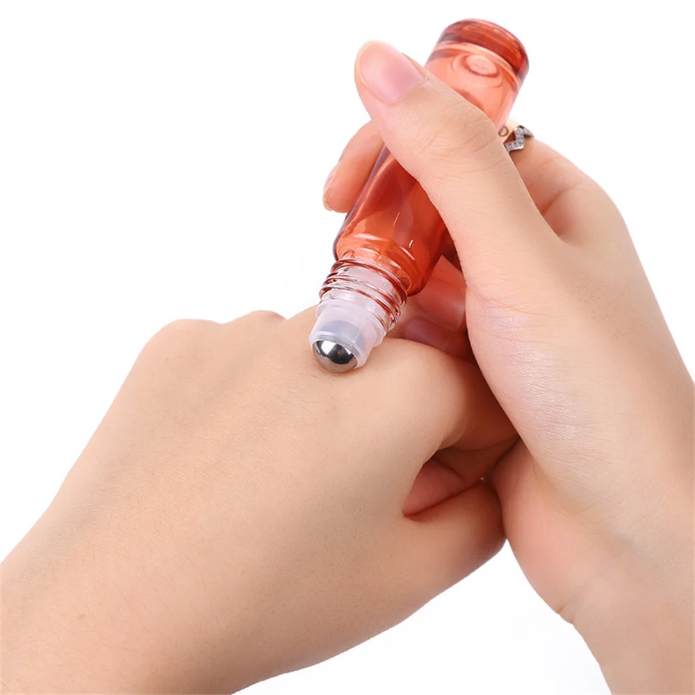 

50pcs 10ml Essential Oil Roller Bottle with Stainless Steel Ball Thick Glass Roll on Bottle Empty Refillable Essential Oils Vial