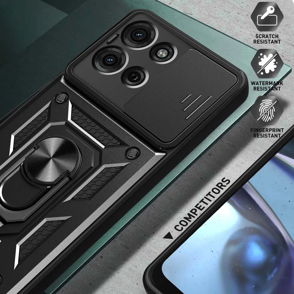 Slide Camera Lens Protector Armor Case with Military Grade Bumpers and Ring Cover