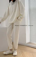 Ensemble de sport à manches longues pour hommes et femmes, sweat à capuche gaufré, pantalon long, col rond, haut de course, fitness, 2 pièces, nouveau 2