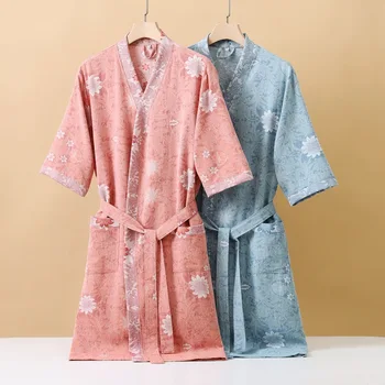 Accappatoio in cotone per donna Asciugamano da bagno ad asciugatura rapida che assorbe l'acqua Yukata Garza Indumenti da notte Design sottile Vestaglie da doccia estive 1