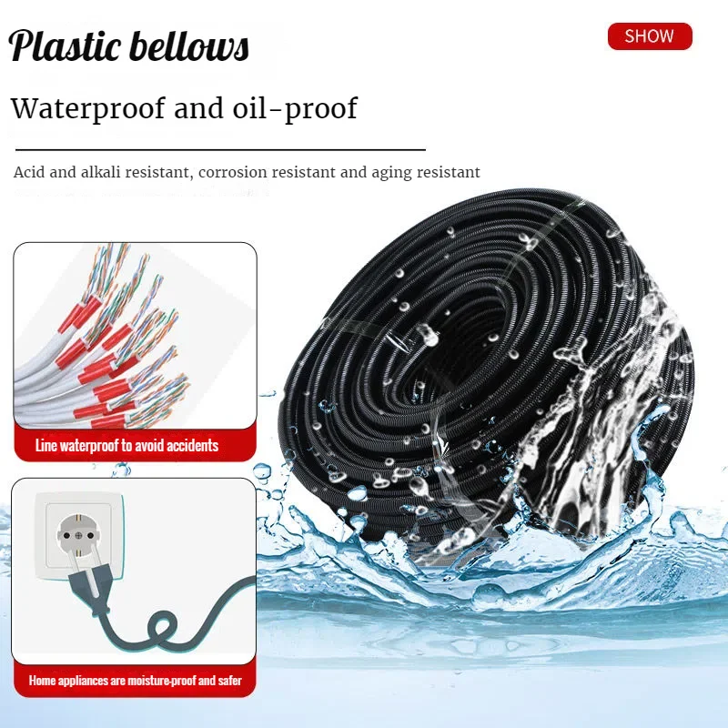 PP Retardant/Outer Dia. 13mm/Inner Dia. 10 mm/100 m Electric Wire Protector Flame Retardant Corrugated Hose Wear Wire Hose