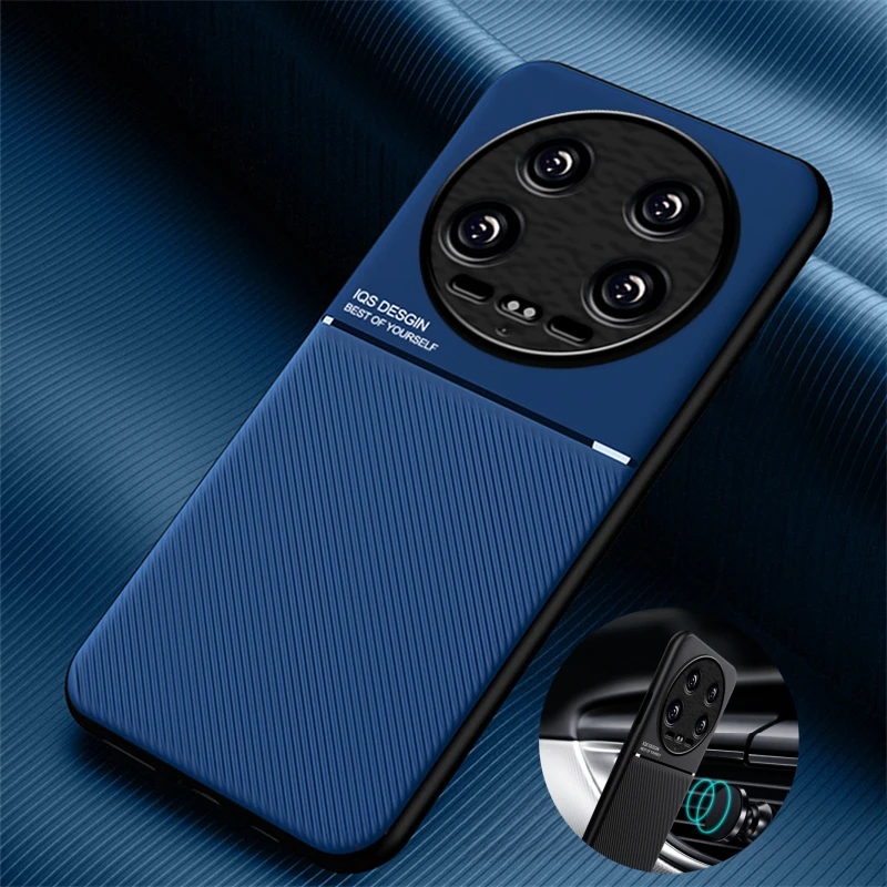 Leather Magnetic Car Holder Case - Silicone Protective Cover