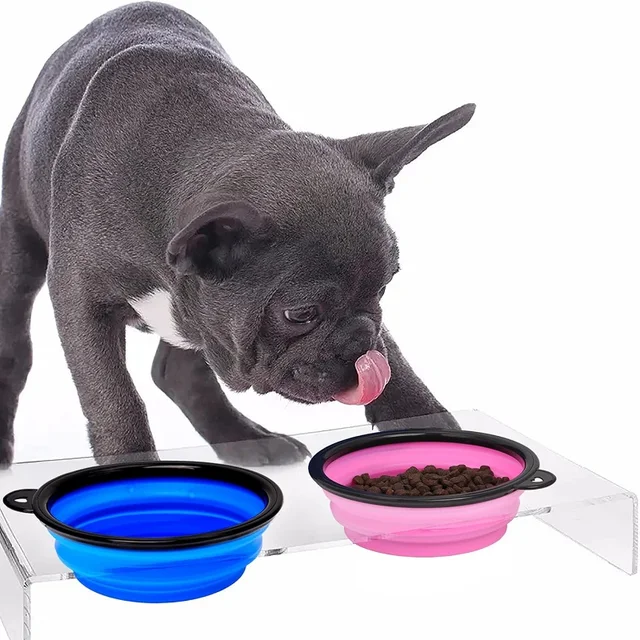 Folding Portable Silicone Dog Feeder Bowl 2 In 1 Pet Dispenser Outdoor Travel Dog Cat with Carabiner Bottle Food Water Container 2