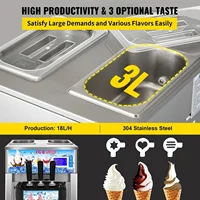 VEVOR Le congélateur à crème glacée le plus vendu, machine à yaourt trois saveurs, écran LCD 18L/H, nouvelle machine à crème glacée molle 4
