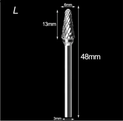 3mm Shank Drawing Tungsten Carbide Milling Cutter Rotary Tool Burr Double Diamond Cut Rotary Dremel Metal Wood Electric Grinding Milling Cutter L 1pc