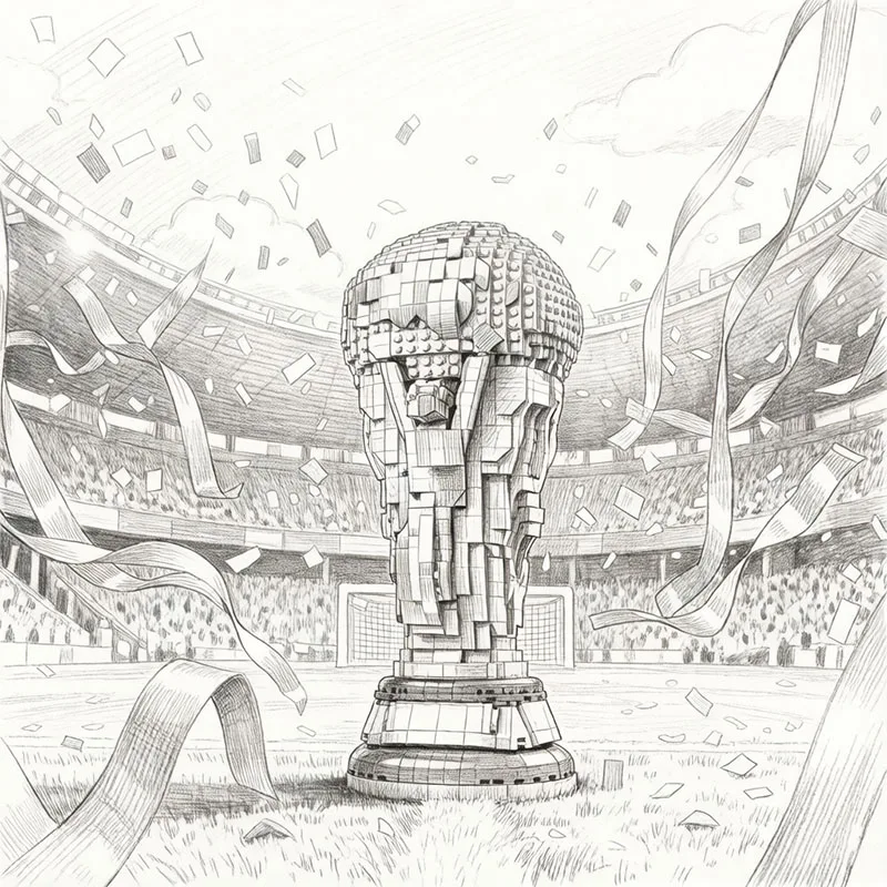 2026년 신제품 43020 DIY 축구 트로피 조립 모델 수집용 데스크탑 생일 파티 장난감 어린이 남자아이들을 위한 선물 홈데코