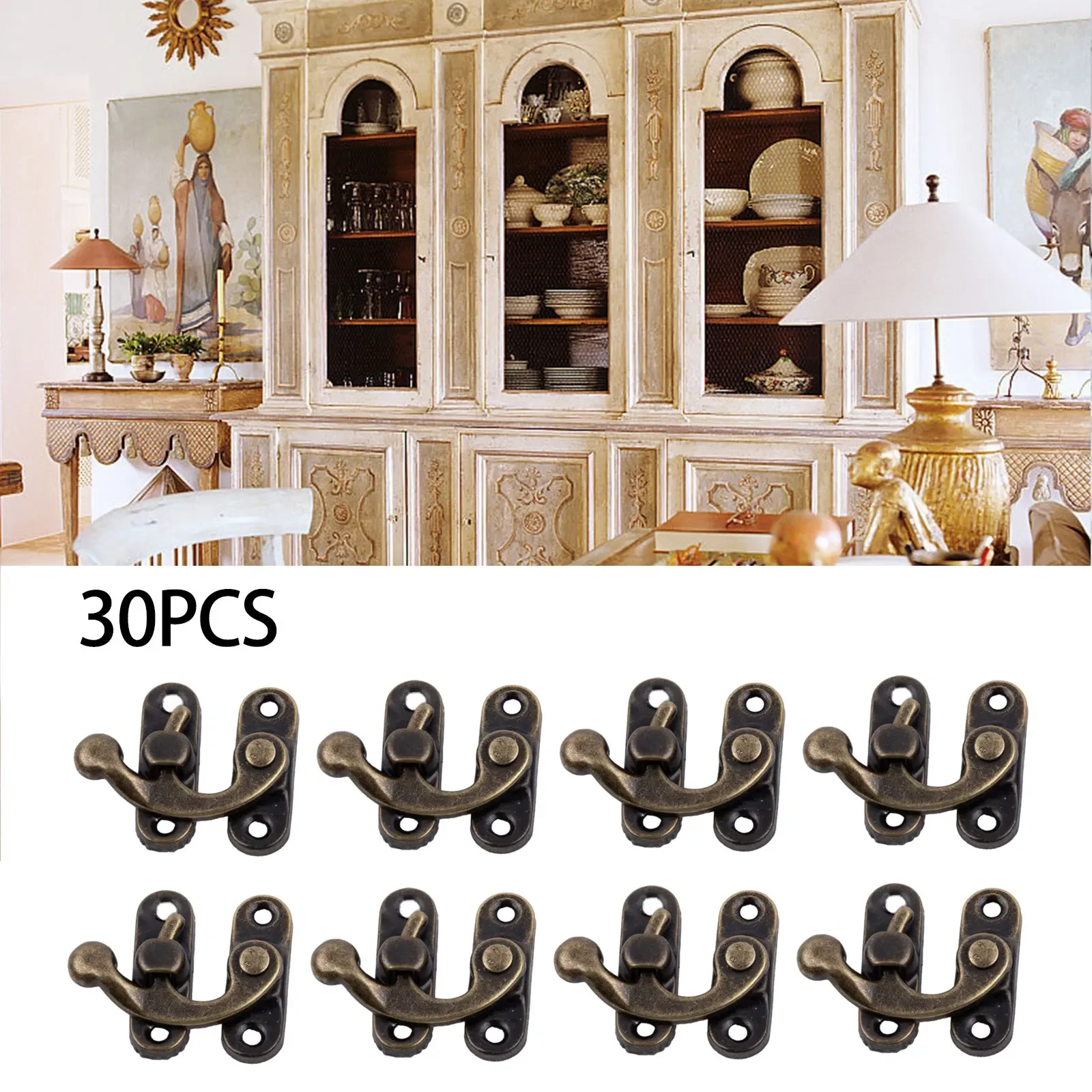 30pcs Antique Bronze Iron Padlock Hasp Hook Lock For Mini Jewelry Wooden Box With Screws Furniture Hardware furniture hardware jewelry box hasps