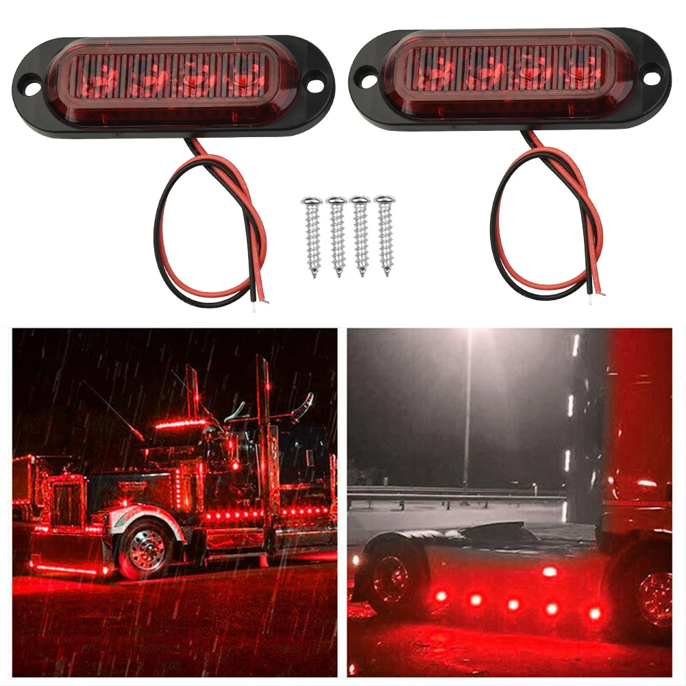 2Pcs Led Side Marker Light Clearance Trailer Truck Rv Lights Caravan Van Truck Boat Lampadine Di Segnalazione Rosso Impermeabile 12/24V