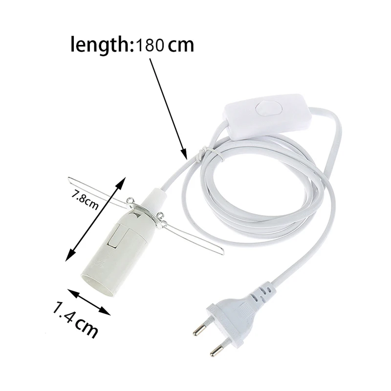 EU/US Plug Power Cord with E14 Socket and Switch