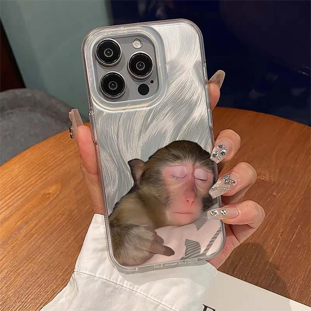 Cartoon Cute Monkey Pattern Aesthetic Phone Case - Fashionable Gift
