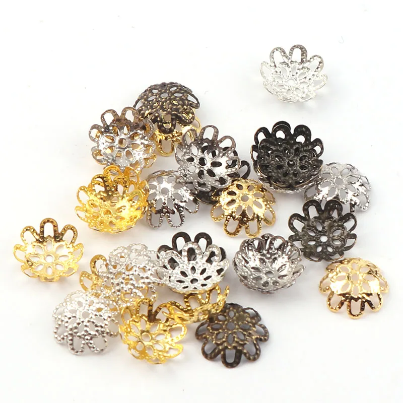 100Pieces Filigree Flower Cup Shape Silver Loose Bead Caps for Jewelry MakinYJGA 