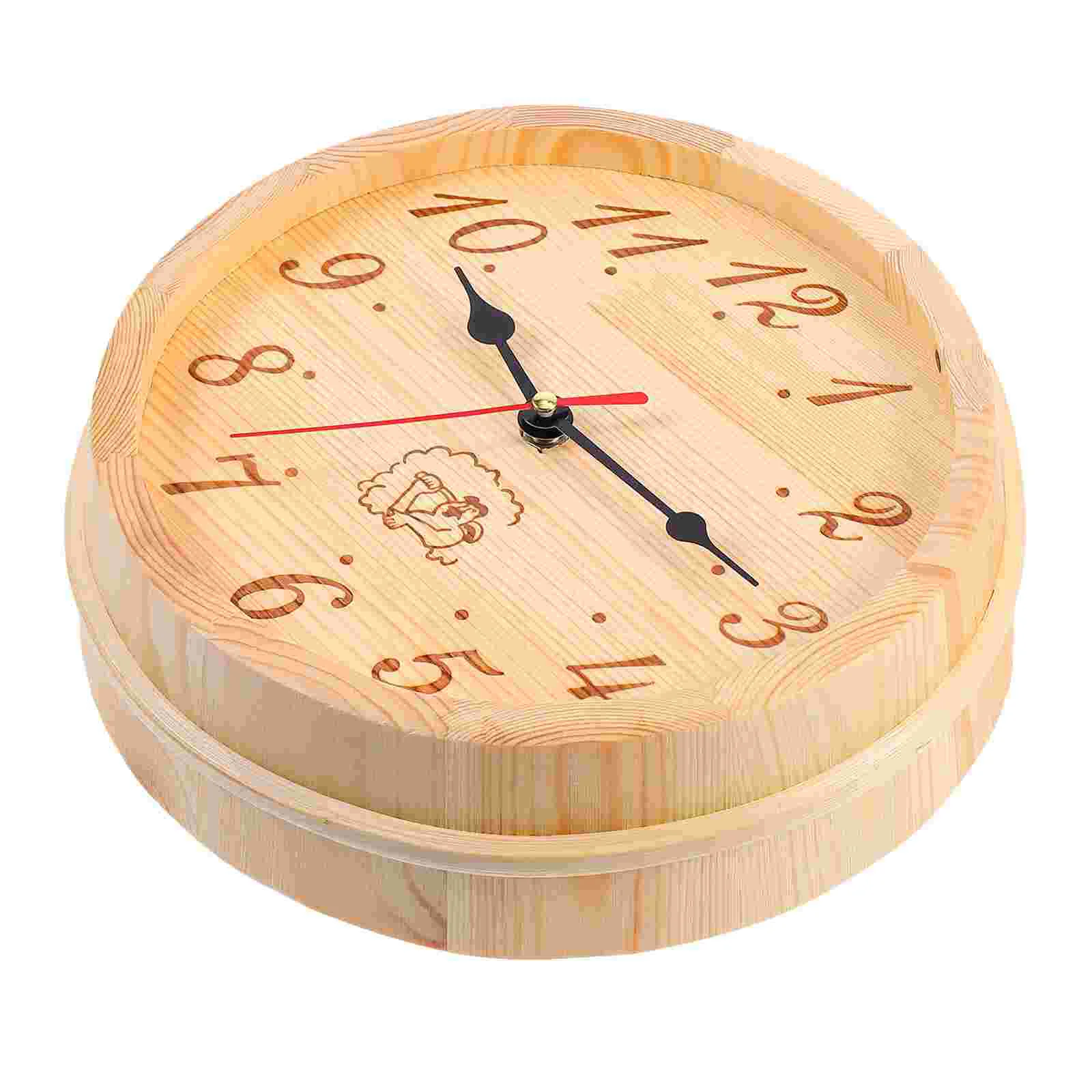 

Sauna Wooden Clock Wall Hanging Equipment Decor Room Decorative Timer Glass
