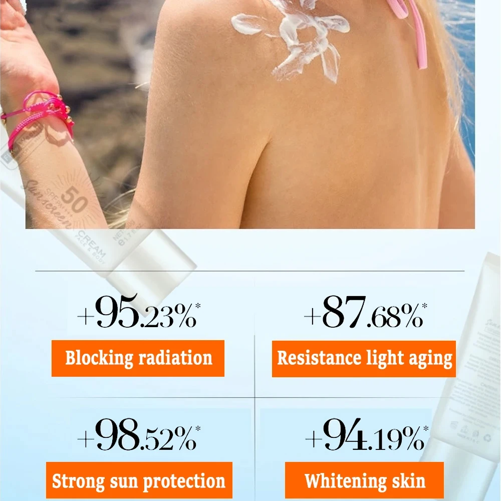 FlowWeek SPF 50 Oil-Control Waterproof UV Protector Concealer Moisturizing Brightening Facial Body Sunscreen Whitening Sun Cream