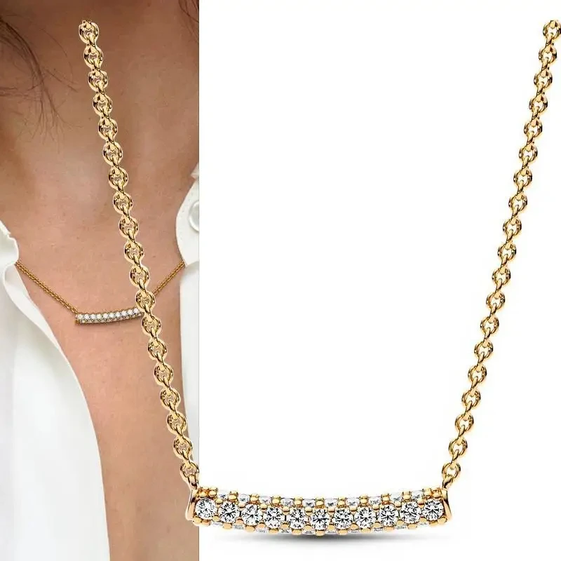 Original Logo Women's Necklace Pav é Dense Eternal Symbol Meteor Necklace% 925 Sterling Silver DIY Charm Jewelry Gift