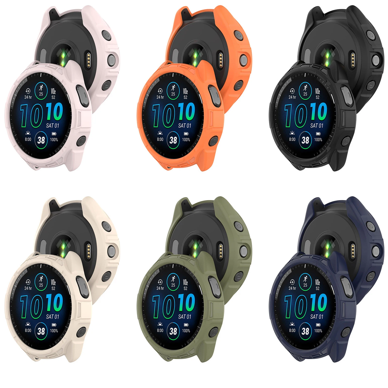 GIOPUEY [2 Pezzi Cover per Garmin Forerunner 965, Soft TPU, Shock Resistant, Garmin Forerunner 965 Custodia - Black+Transparent GIOPUEY [2 Pezzi Cover per Garmin Forerunner 965, Soft TPU, Shock Resistant, Garmin Forerunner 965 Custodia - Black+Transparent