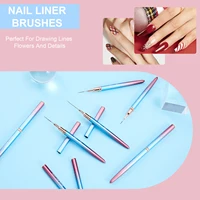 6Pcs Transparent French Stripe Liner Kolinsky Brush 3D Tips Manicure Ultra-thin Line Drawing Pen Brushes Painting Nail Art Tools 2