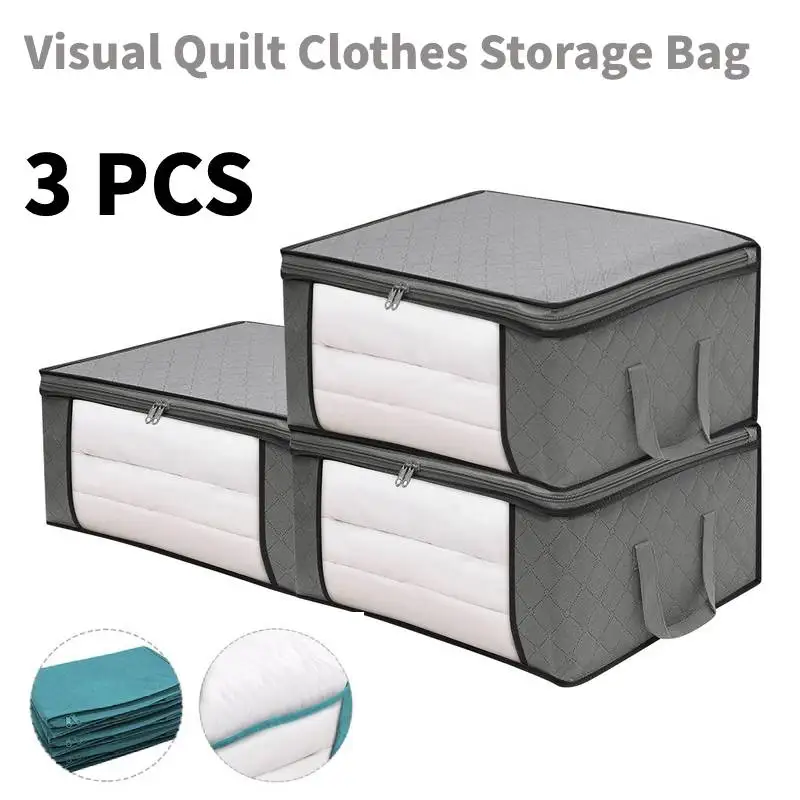 Foldable Quilt Storage Bag 3pcs for Closet Quilt Clothes storage bag foldable storage bags clothes storage bag quilt storage bag storage box clothes storage box clothes organizer clothes storage organizer foldable storage bag
