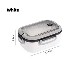 Adorable Kids Portable Lunch Box with Compartments - Microwave Safe Bento Food Container for School, Outdoor, and Picnics (WHITE)