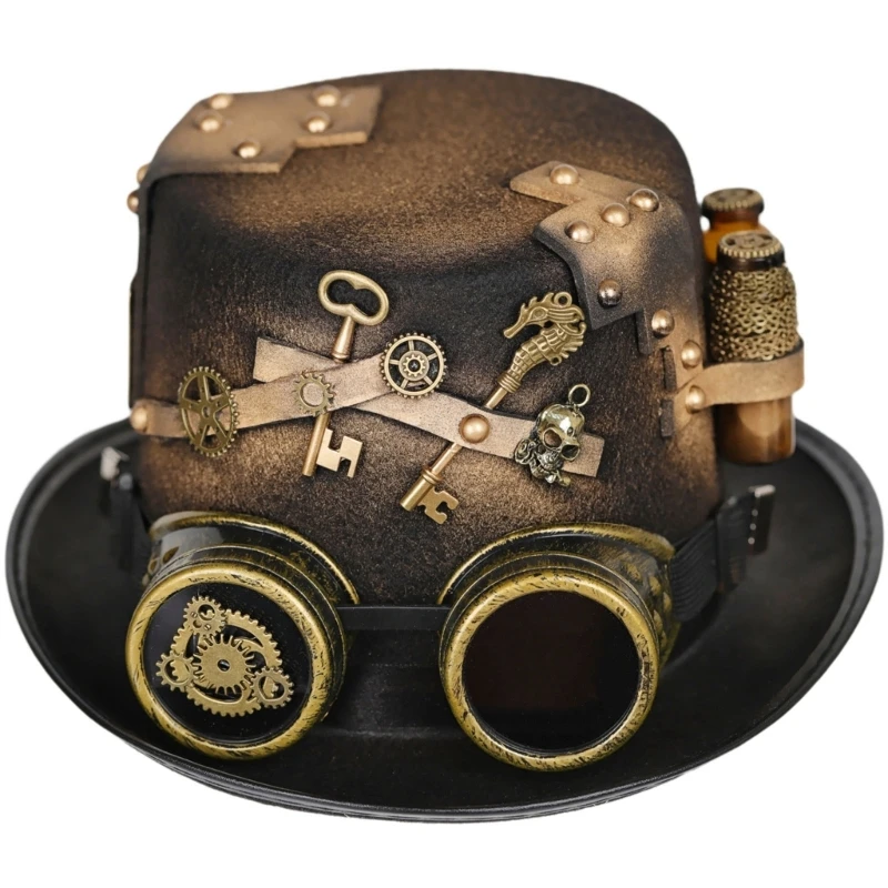 Beanie Hats Steampunk Top Hat For Men With Goggles Gay Hat Bowler Top gay top hat Gay Party Costume Carnival Nightclub