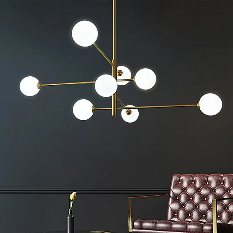 Modern glass ball LED ceiling chandelier black gold for bedroom living dining room table pendant lamp led chandelier,ceiling chandelier,led pendant light