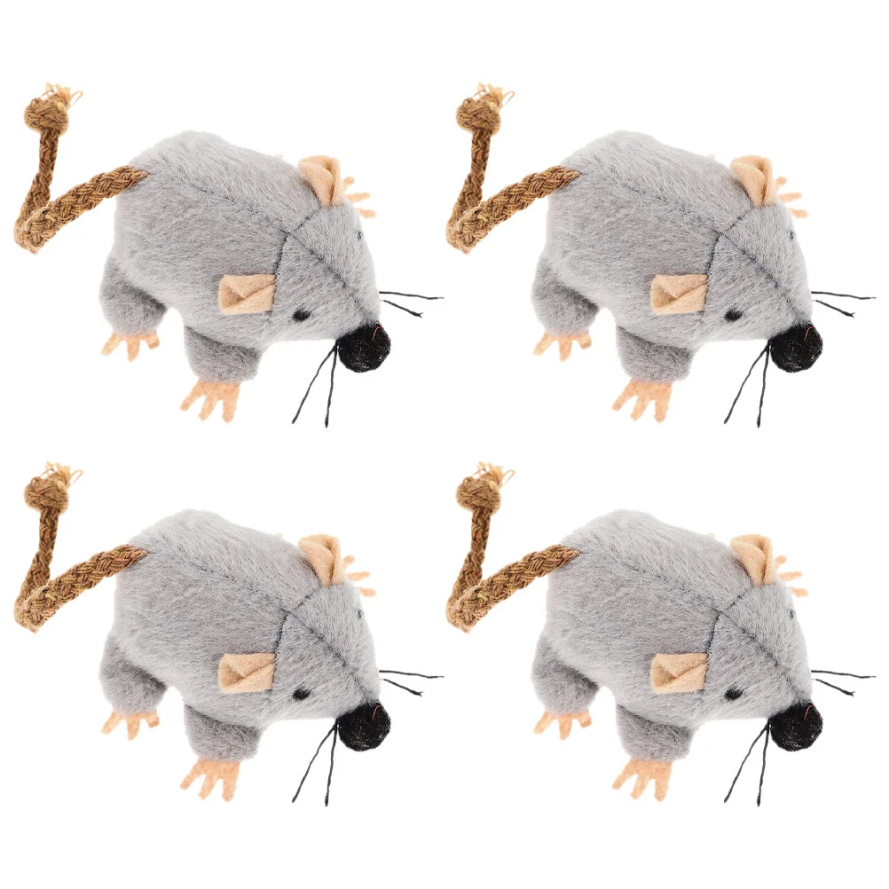 

4 Pcs Toys Simulation Sounding Mouse and Cat Plush Mice Shape Kitten Sports Teething