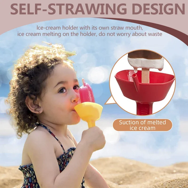 Ice Cream Mold Drip Free Ice Holder Mess Free Frozen Treats Rack Popsicle Holder with Straw for Kids Drip-Proof Popsicle Rack ice mold popsicle rack ice cream molds popsicle holder