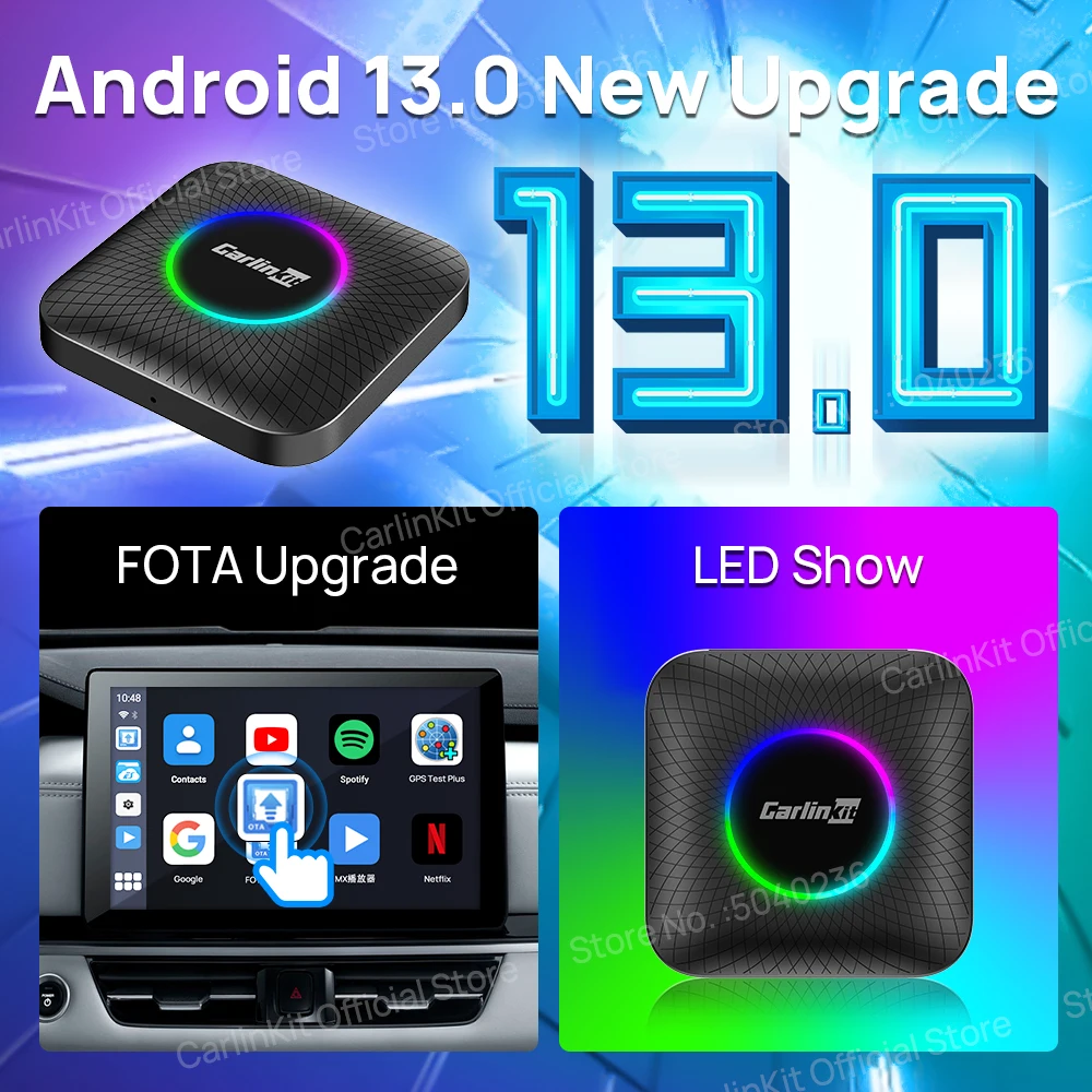 ȵ̵ 13 CarlinKit CarPlay AI Box Qualcomm SM6225  CarPlay Netflix YouTube FOTA ׷̵  ȵ̵ ڵ Ʈ TV ڽ