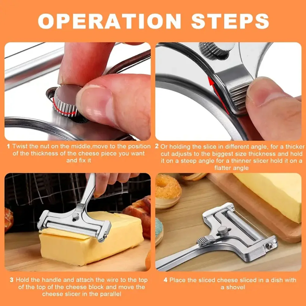 Stainless Steel Wire Cheeses Slicers With Handle Ergonomic Handle Cheese Cutter Kitchen Accessories
