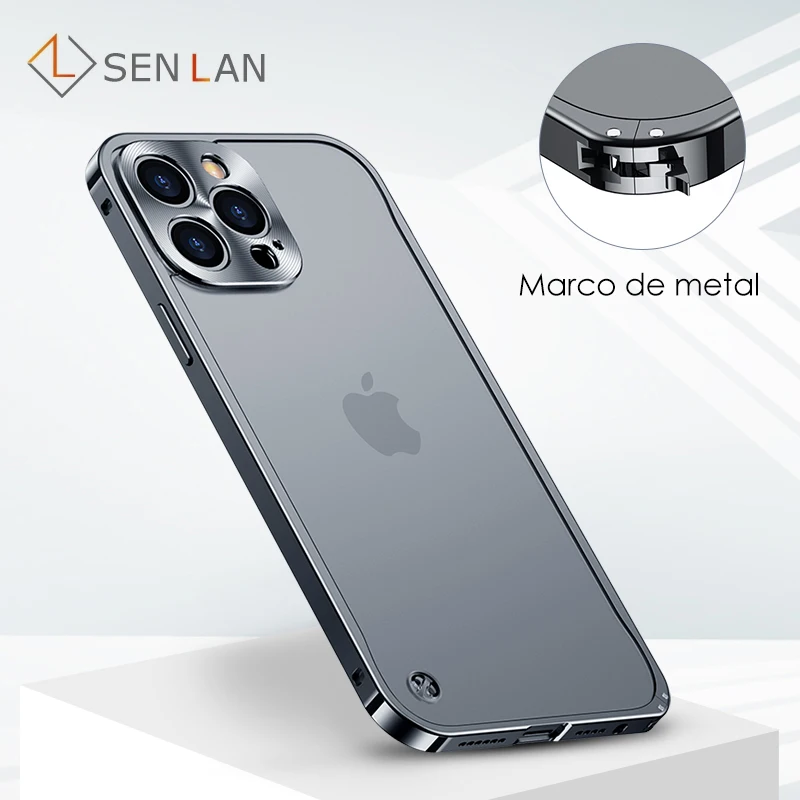 Fundas de teléfono de Metal para IPhone 12, 13, 14 Pro Max, 14 Plus