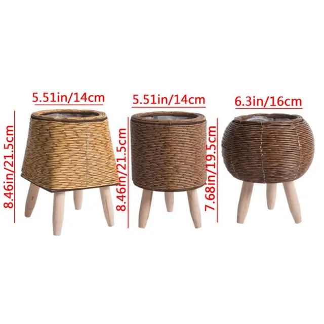 Fashion Rattan Woven Flower Pot with Removable Legs 6