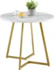 Round Dining Room Table with Wood Grain Tabletop and Steel Frame, for Kitchen, Living Room, Office, Conference, 2 to 4 Person 2