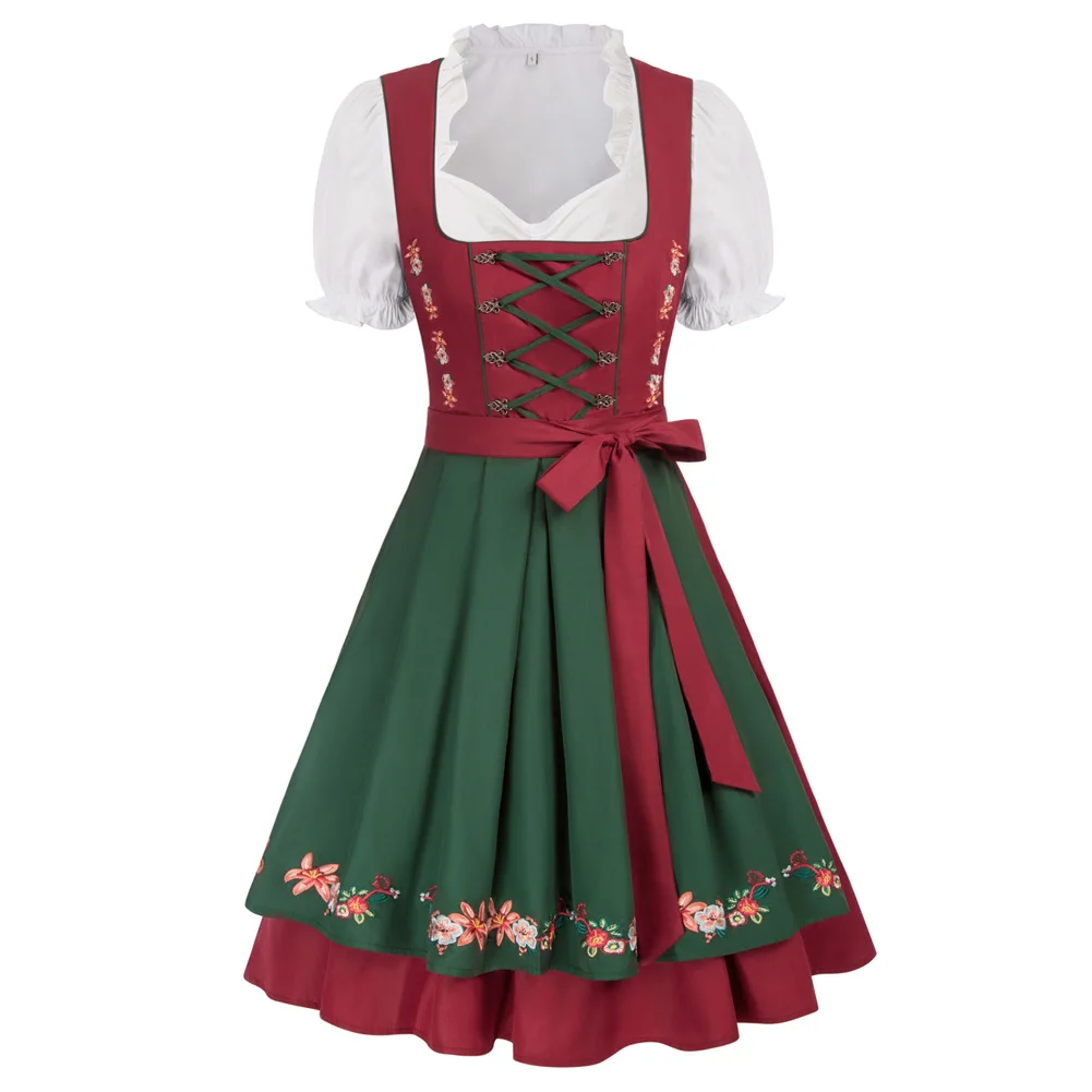 

Jasambac Women 3pcs Set German Bavarian Oktoberfest Costumes Tops+ Dress+Apron