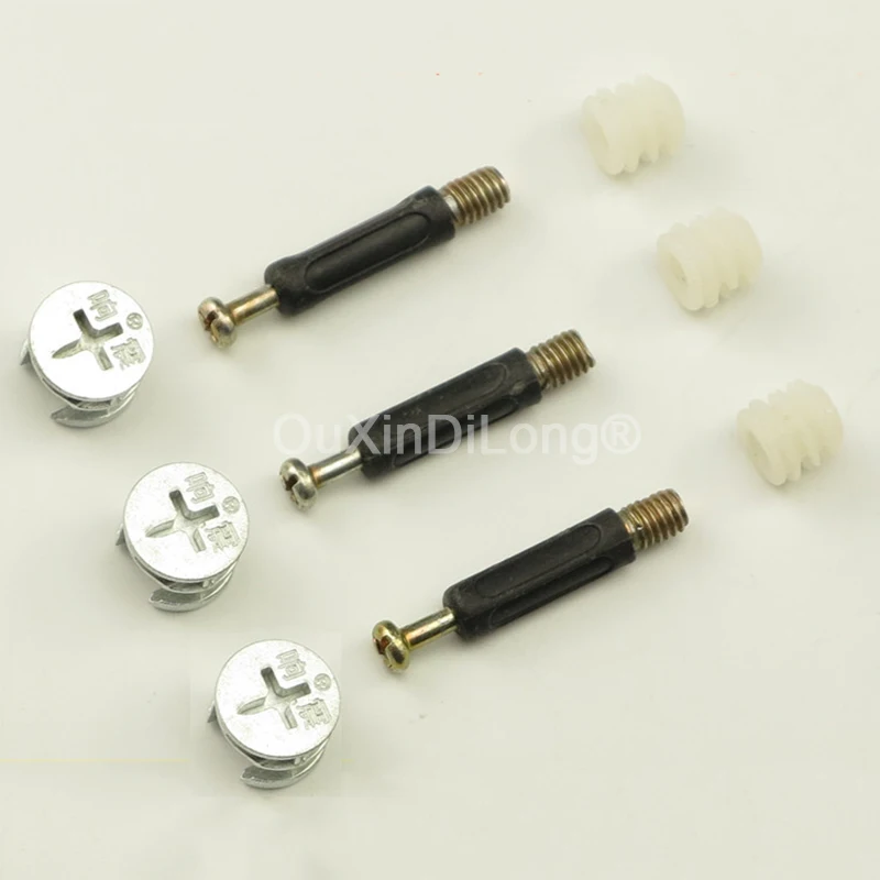 

500Sets Three-In-One Furniture Connecting Fittings Wardrobe Connector Eccentric Wheel with Dowel and Pre-inserted Nut GF991