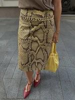 TARUXY Fashion Snake Pattern Straight Skirt For women High Waist Slim Long Skirt Ins Hot Streetwear Female Skirt Summer New 2025