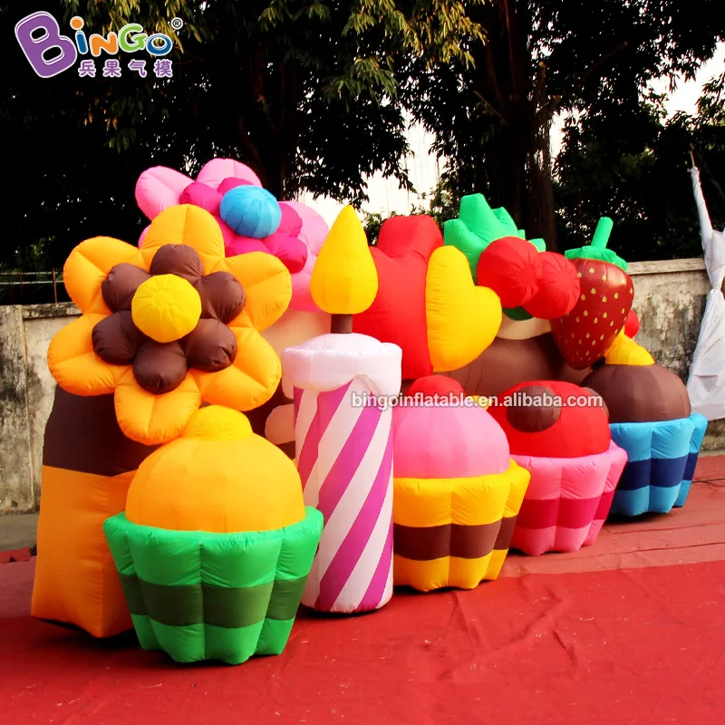 New 6x2.2x2.5 mH Inflatable Cup Cake Castle Backdrop Wall For Decoration - BG-Z0167 3
