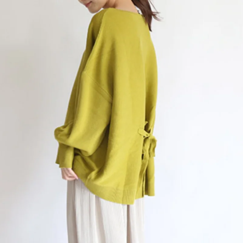 OCEANLOVE 일본 스타일 후드티, 등 붕대, 루즈한 스웻셔츠, 우아한 솔리드 캐주얼, 올 매치 여성 후드티, 가을 겨울