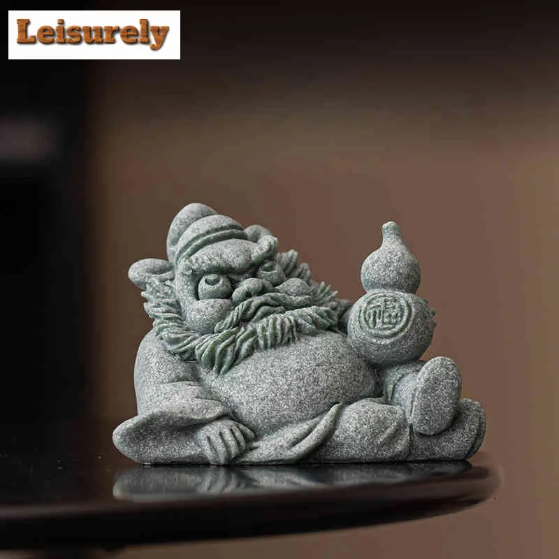 Tianshi Zhongkui Green Sand Stone Incense Holder Tea Pet Flowerpot Landscaping Tea Figurine Play Toys Statue Tea Statue Ornament