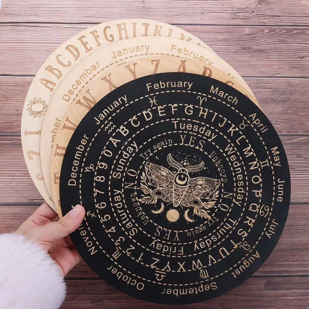 Wooden Divination Board 15/25cm Wooden Pendulum Board with Stars Sun&Moon for Divination Message Board Metaphysical Altar Decoration Altar Supplies