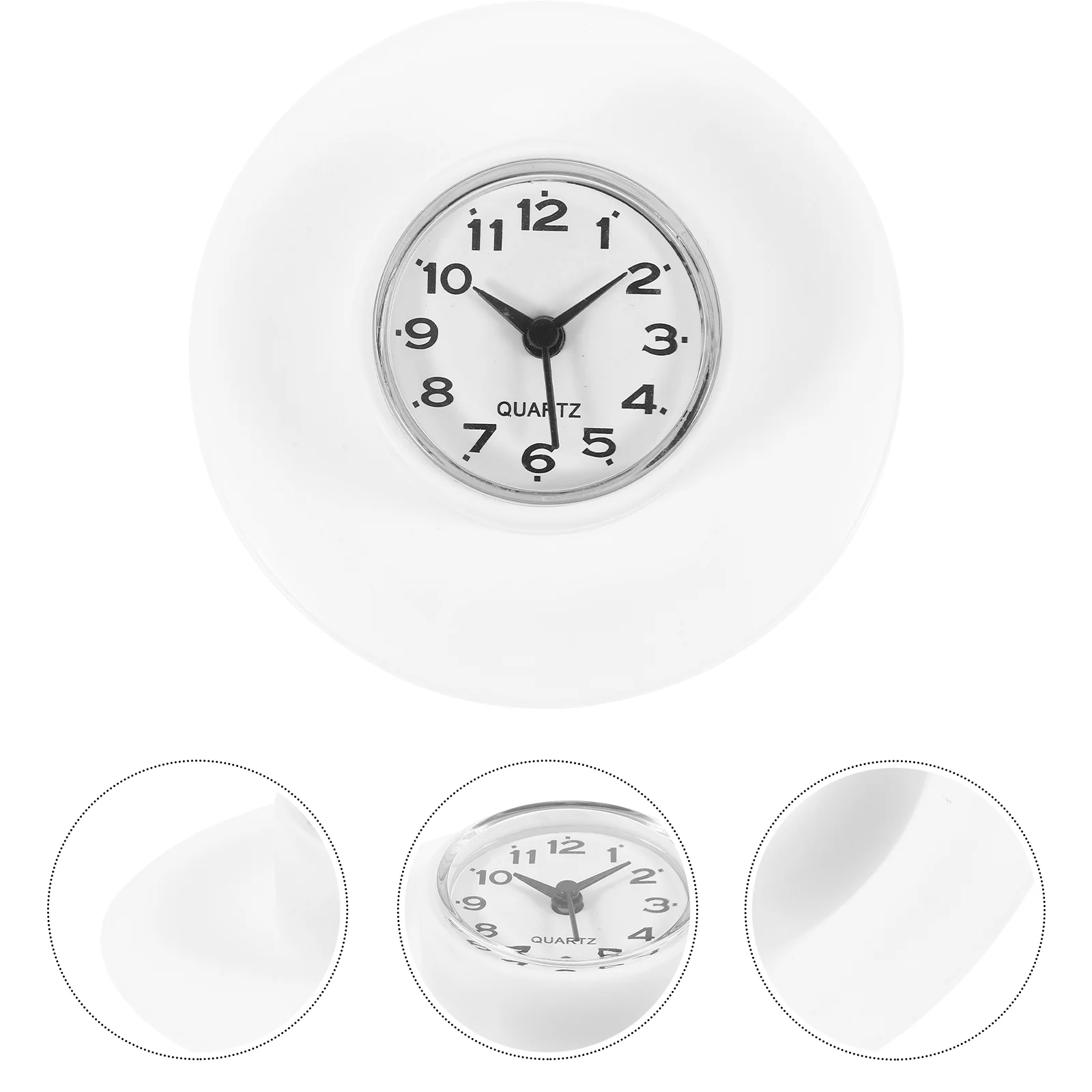 White Bathroom Clock With Suction Cup Waterproof Small Wall Clocks For Living Room Home Decor Modern Shower Clock Glass Mirror