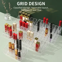 Lipstick Storage Box 9/24/36/40 Grids Clear Acrylic Makeup Organizer Box for Lipstick Brushes Bottles etc Display Stand Cosmetic 2