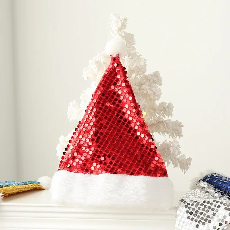 Christmas decorations high-end gold velvet sequins Santa Claus hats party ball hats