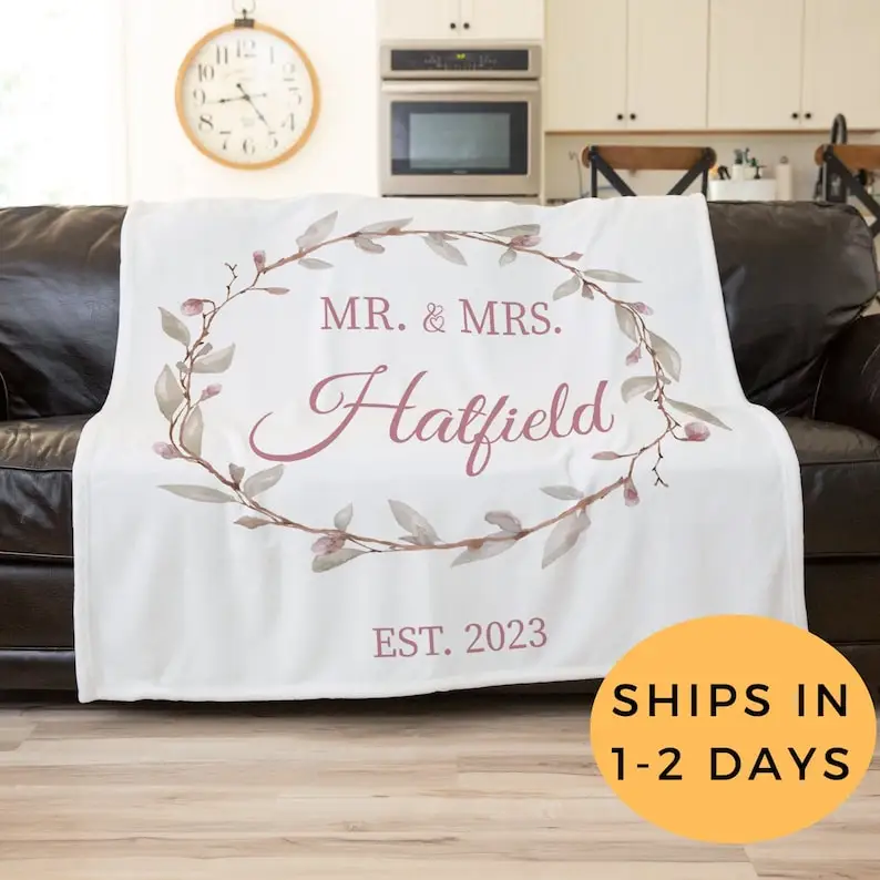 

Mr And Mrs Blanket, Wedding Throw Blanket Personalized, Custom Last Name Blanket, Wedding Date Established Blanket, Future Mrs G