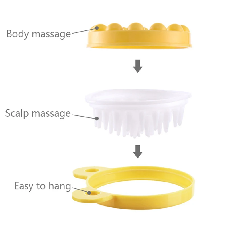 

Multiple Uses Scalp Comb & Body Massage Shampoo Brush Silicone Comb Cleaning Soft Tooth Brush Easy to Hang Hair Care Tools